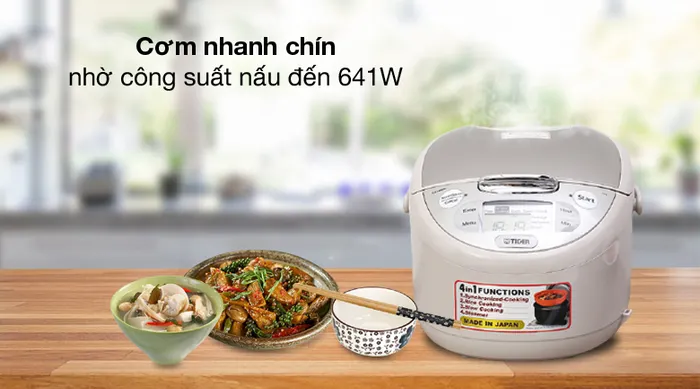 Nấu nhanh - Nồi cơm điện tử Tiger 1 lít JAX-S10W 