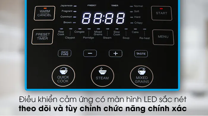 Nồi cơm cao tần Sharp 1.8 lít KS-IH191V-GL - Điều khiển cảm ứng kèm màn hình đèn LED