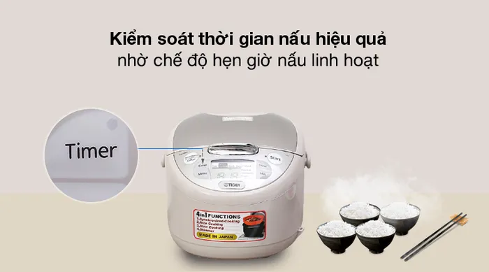 Hẹn giờ - Nồi cơm điện tử Tiger 1 lít JAX-S10W 