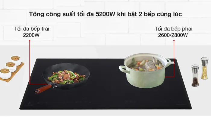 Công suất - Bếp từ hồng ngoại lắp âm Pramie 2105 