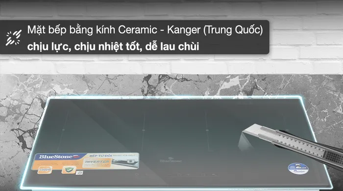 Bếp từ đôi lắp âm BlueStone ICB-6821 - Chất liệu mặt kính
