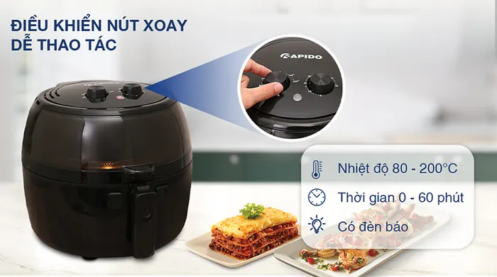 Nồi chiên không dầu Rapido RAF6.5M2 6.5 lít - Bảng điều khiển