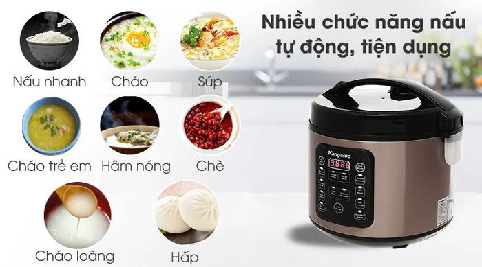 Chức năng nấu của Nồi cơm điện tử Kangaroo 1.8 lít KG18DR6 