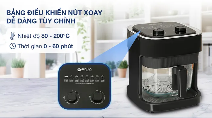 Nồi chiên không dầu Mishio MK373 7 lít - Bảng điều khiển