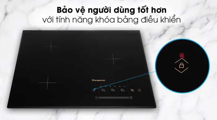 Bếp từ ba vùng nấu kangaroo KG836i - Bảo vệ người dùng với tính năng khóa bảng điều khiển