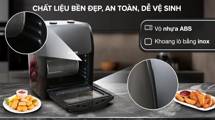 Lò chiên không dầu Rapido RAF-12M1 12 lít - Chất liệu 