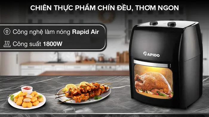 Lò chiên không dầu Rapido RAF-12M1 12 lít - công nghệ 