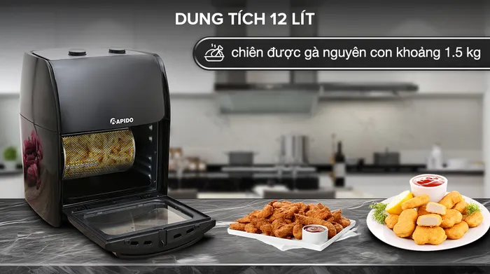 Lò chiên không dầu Rapido RAF-12M1 12 lít - Dung tích 