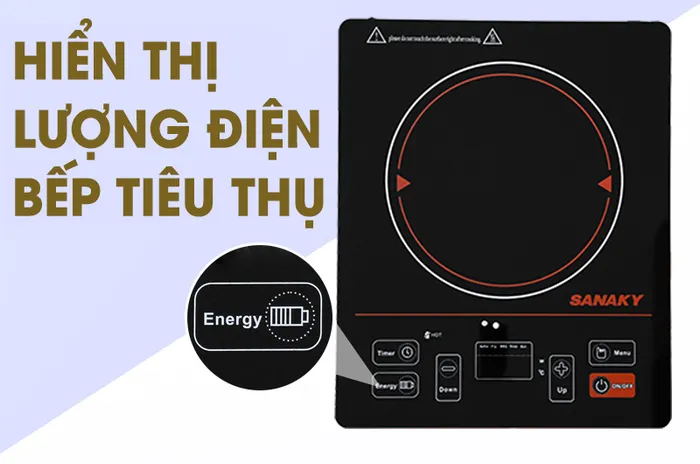 Bếp hồng ngoại Sanaky SNK-2101HG - Hiển thị điện tiêu thụ