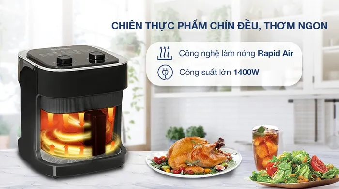 Nồi chiên không dầu Mishio MK373 7 lít - Công nghệ, công suất