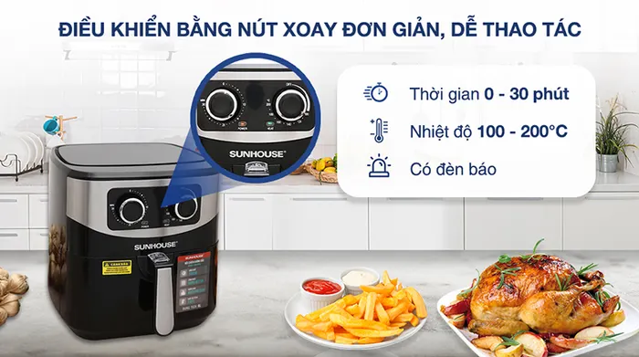 Nồi chiên không dầu Sunhouse SHD4062 - Bảng điều khiển