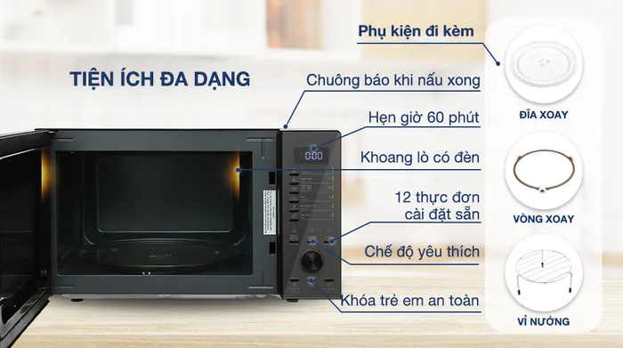 Lò vi sóng có nướng Electrolux EMG30D22BM - Tiện ích