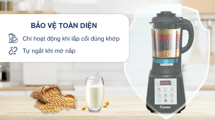 Máy làm sữa hạt Rapido RHB-1800D - Sử dụng an toàn