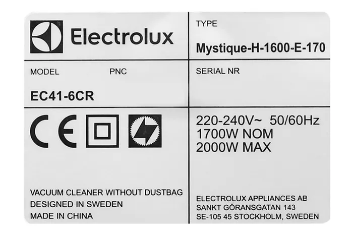 Công suất  - Máy hút bụi Electrolux EC41-6CR