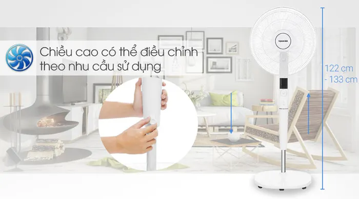 Chiều cao - Quạt đứng Toshiba F-LSD30(W)VN