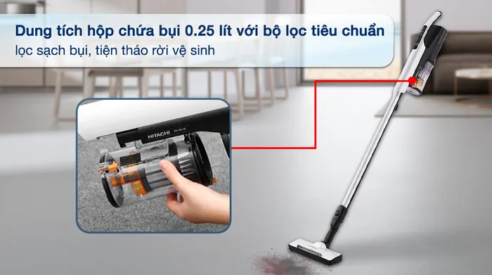 Máy hút bụi không dây Hitachi PV-XL1K WH - Hộp chứa bụi 