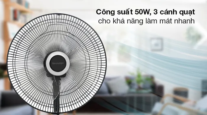 Quạt lửng Sharp PJ-L40RV-DG - Tạo luồng gió mát trải rộng, làm mát tối ưu với công suất 50W