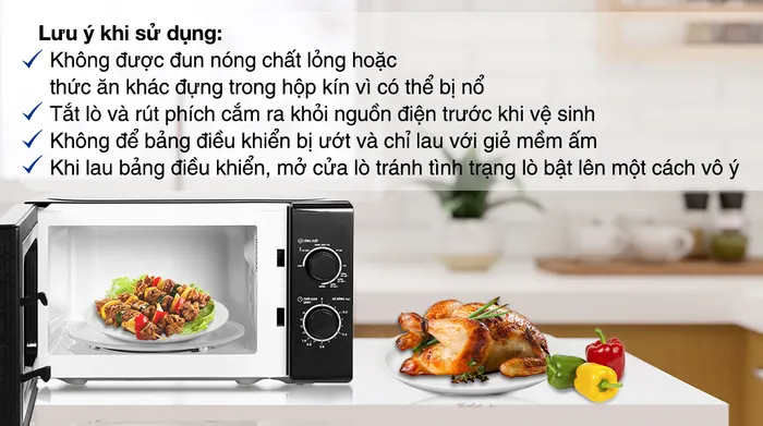 Lưu ý khi sử dụng lò vi sóng
