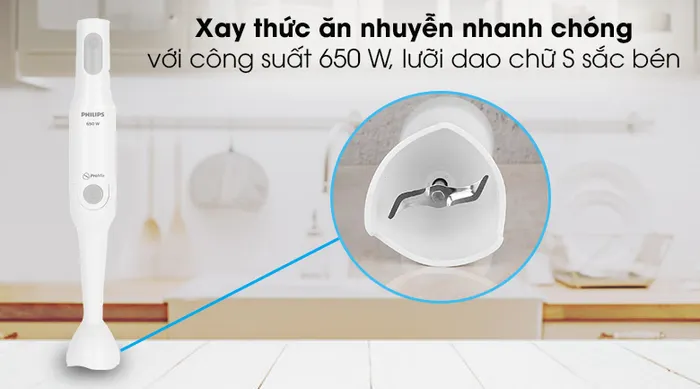 Máy xay sinh tố cầm tay Philips HR2531 - Lưỡi dao chữ S thép không gỉ sắc bén