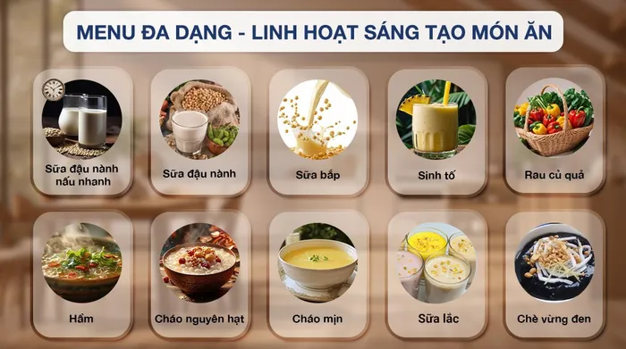 Máy làm sữa hạt đa năng Bear BCB-E153W2 - Đa dạng menu