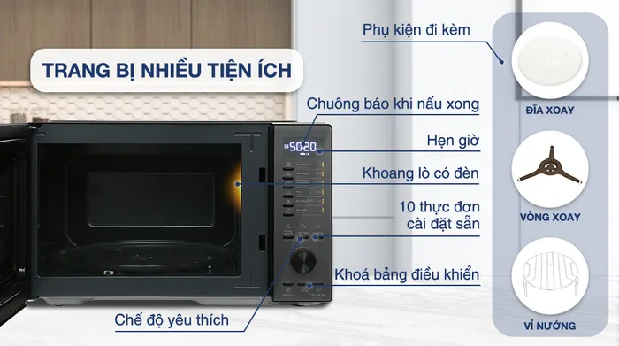 Lò vi sóng có nướng Electrolux EMG25D22BM 25 lít - Tiện ích