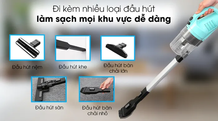 Đầu hút  - Thiết kế - Bộ máy Hút Bụi cầm tay Shimono SVC1022 và SVC1019C..