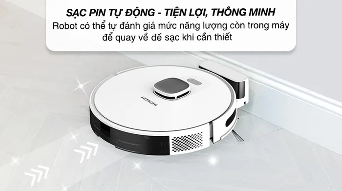 Robot hút bụi lau nhà Hitachi RV-X20M - Quay về đế sạc