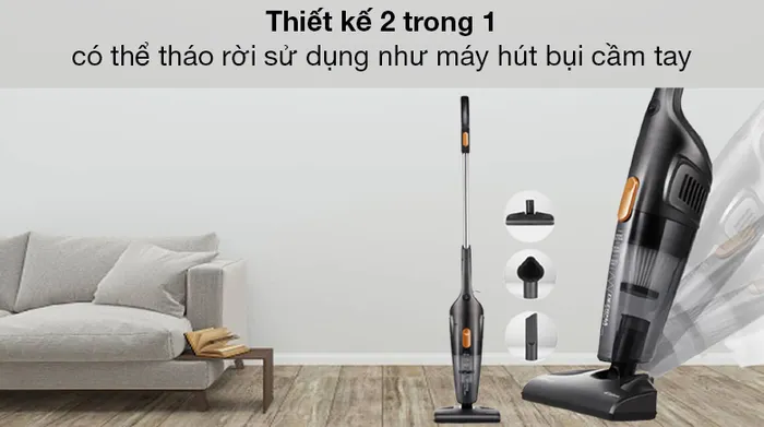 Máy hút bụi cầm tay Deerma DX115C - Thiết kế 2 trong 1 có thể tháo rời sử dụng như máy hút bụi cầm tay