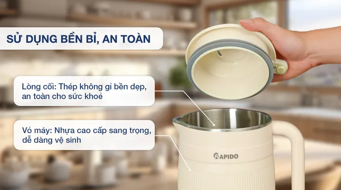 Chất liệu - Máy làm sữa hạt đa năng Rapido RHB-800DM