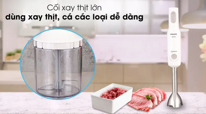 Máy xay sinh tố cầm tay Philips HR2537 - Cối xay thịt lớn