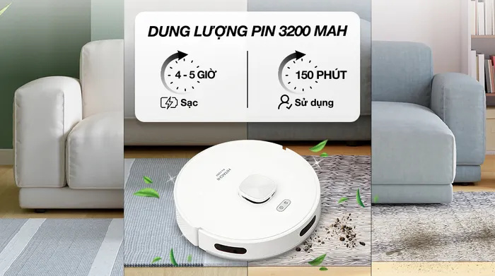 Robot hút bụi lau nhà Hitachi RV-X20M - Dung lượng pin