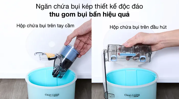 Máy hút bụi không dây Philips XC4201/01 - Ngăn chứa bụi kép thiết kế độc đáo thu gom bụi bẩn hiệu quả