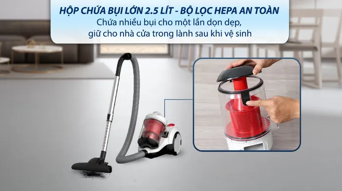 Máy hút bụi dạng hộp Deerma DEM-TJ310W - Bộ lọc HEPA