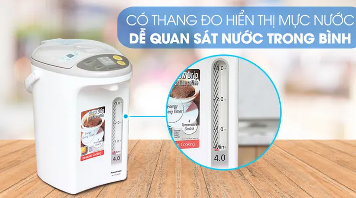 Bình thủy điện Panasonic NC-EG4000CSY 4 lít - Thang đo nước
