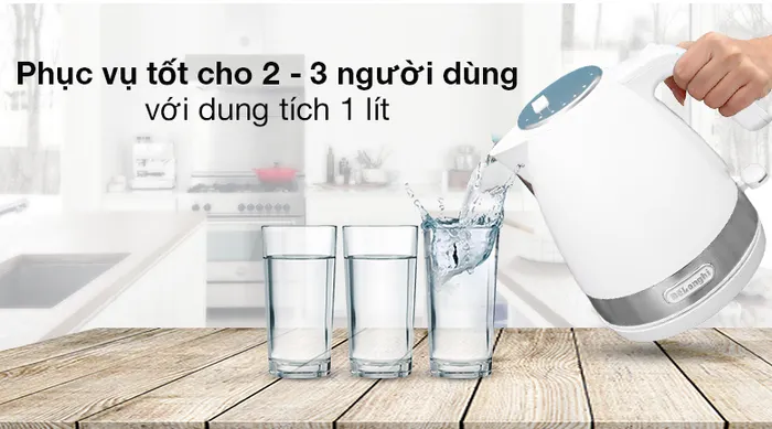 1 lít - Bình đun siêu tốc Delonghi KBLA2000.W