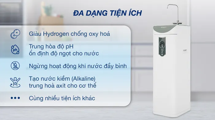 Máy lọc nước RO Hydrogen Kangaroo KG100HD2 8 lõi  - Đa dạng tiện ích