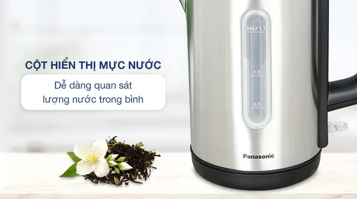 Bình đun siêu tốc Panasonic 1.7 lít NC-K301SRA - Cột hiển thị mực nước