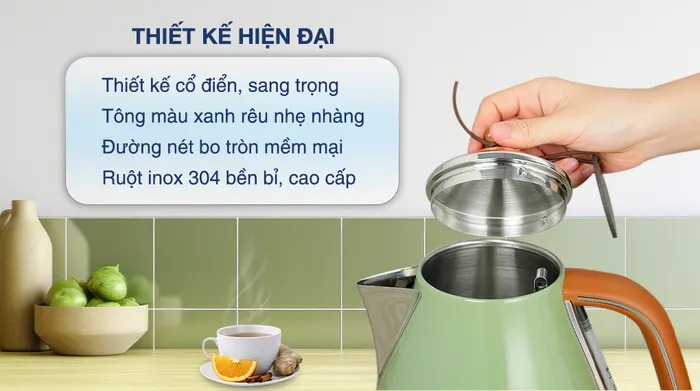 Bình đun siêu tốc Delonghi 1.7 lít KBOV2001.GR - Thiết kế
