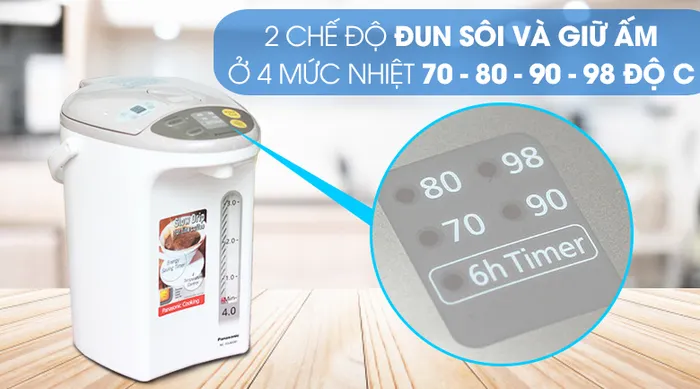 Bình thủy điện Panasonic NC-EG4000CSY 4 lít - Chế độ đun