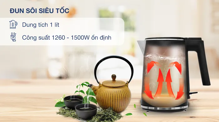 Bình đun siêu tốc Sharp EKJ-10DVPS-BK - Dung tích, công suất
