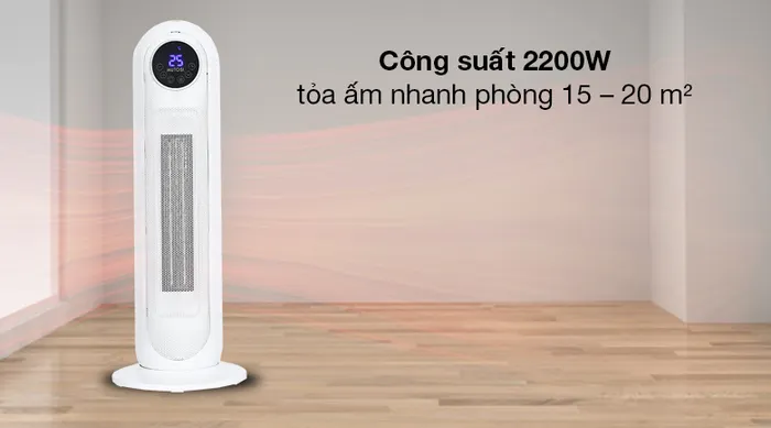 Quạt sưởi gốm ceramic Mutosi MCH-2200 - Hoạt động hiệu quả với công suất 2200W