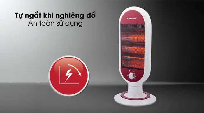 Tự ngắt khi nghiêng đổ - Quạt Sưởi Hồng ngoại Sunhouse SHD7022