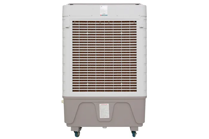 Có 1 tấm lọc bụi thô màu vàng ở mặt sau quạ cùng 3 tấm làm mát nằm ở 2 mặt bên hông và mặt sau - Quạt điều hòa Sunhouse SHD7746