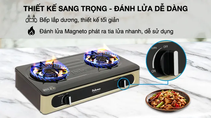 Bếp ga đôi Paloma PA-V71 EG - Thiết kế và hệ thống đánh lửa của bếp