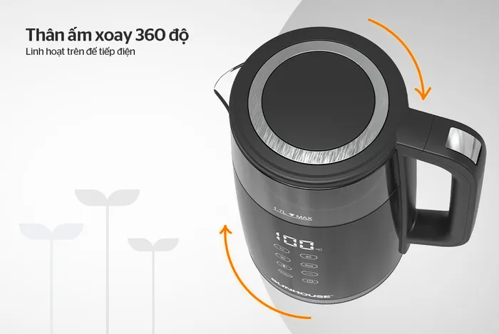 Bình đun siêu tốc Sunhouse Mama 1.7 lít SHD1333 - Đế tiếp điện xoay 360 độ