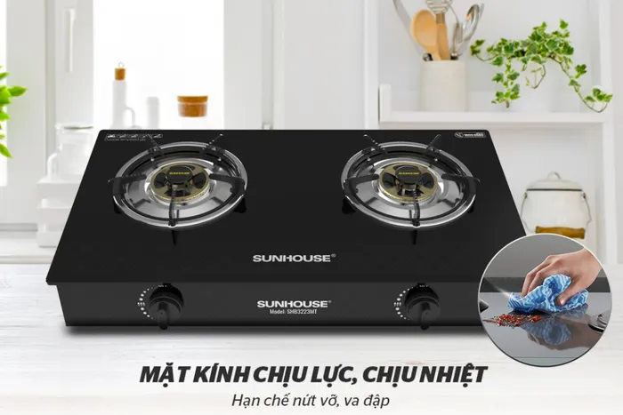 Bếp ga đôi Sunhouse SHB3223MT - Mặt kính