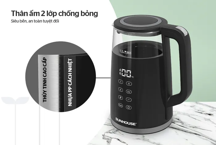 Bình đun siêu tốc Sunhouse Mama 1.7 lít SHD1333 - Chất liệu