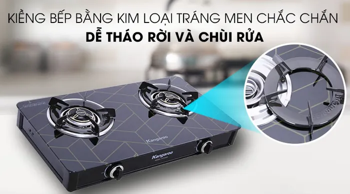Kiềng bếp bằng kim loại tráng men - Bếp ga đôi Kangaroo KG526M