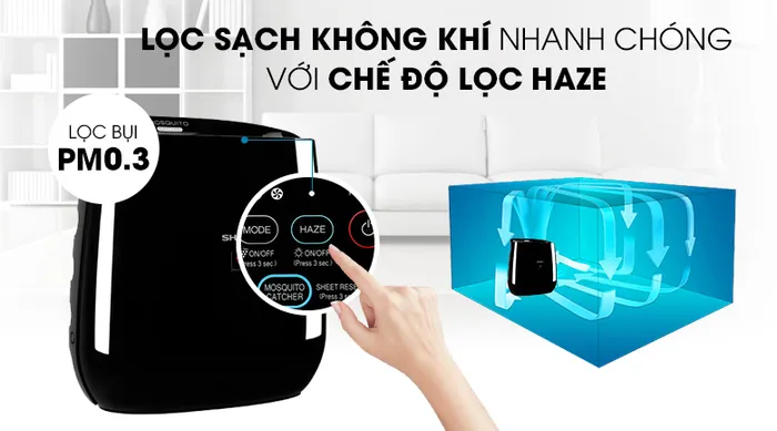 Chế độ lọc Haze - Máy lọc không khí Sharp FP-JM30V-B 53W 