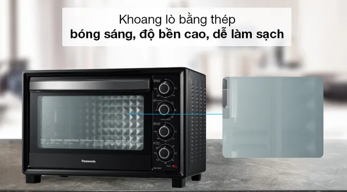 Lò nướng Panasonic NB-H3203KRA 32 lít - Chất liệu khoang lò bằng thép bóng sáng